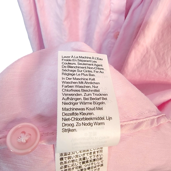 J. Crew Linen Blend Easter Spring Summer Penk Full Length Button Up Dress 4 - Picture 13 of 16